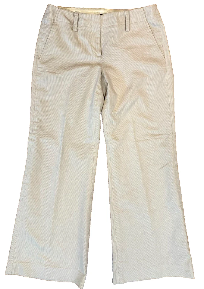 Pantalón ELIE TAHARI Mujer Pierna Ancha Tostado Blanco Rayas Talla 4 Campana Parte Inferior Acampanado Foto 1 de 4