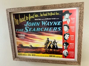 JOHN WAYNE - The Searchers 56  Lobby Card- Beautiful Museum Framed Oak Shadowbox - Picture 1 of 10