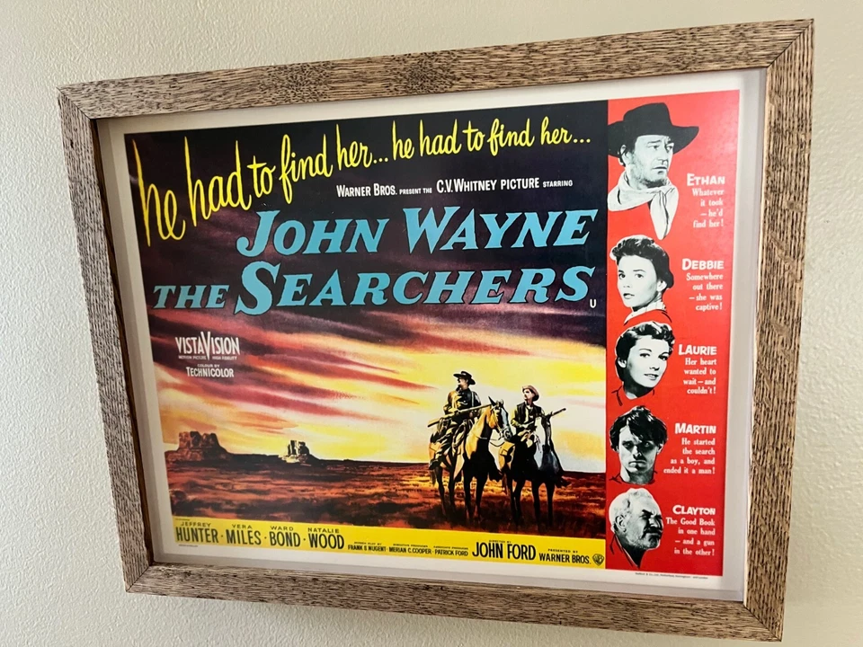 JOHN WAYNE - The Searchers 56  Lobby Card- Beautiful Museum Framed Oak Shadowbox - Image 1 of 4