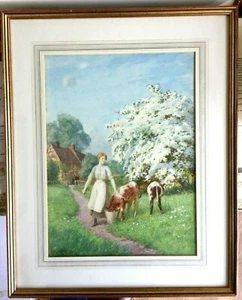 JOSEPH KIRKPATRICK - AQUARELL - BLOSSOM TIME - LEDBURY HEREFORDSHIRE - 1919 - Bild 1 von 7