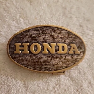 VINTAGE 1970s HONDA MOTORCYCLE SOLID BRASS BELT BUCKLE - Picture 1 of 2