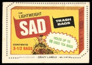 1979 Fleer Crazy Labels #4 Triste Sacchetti della spazzatura VG/EX - Foto 1 di 2