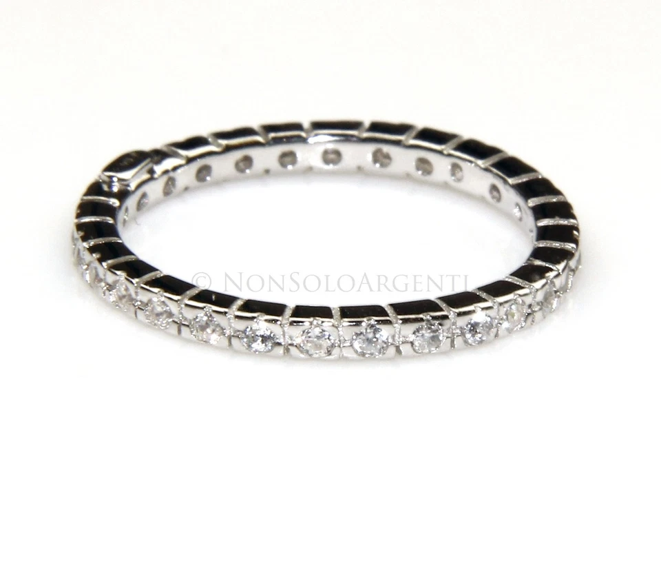 ANELLO ETERNITY FEDINA ARGENTO 925 effetto oro bianco ZIRCONI MICROSETTING 1 mm - Immagine 1 di 1