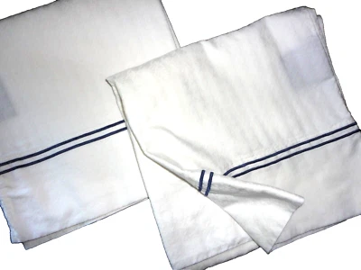 FUNDAS DE ALMOHADA KING CHAPS BLANCO AZUL MARINO SATINADO DAMASCO RAYAS (2) 19X38 Foto 1 de 4