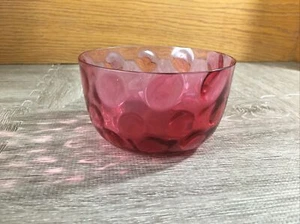 Coin Spot Optic Cranberry Glass Dish / Sugar Server Castor Insert 4 5/8”x 2 3/4 - Picture 1 of 9
