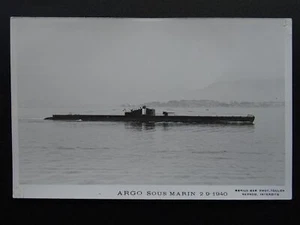 French Submarine ARGO Sous Marin 2-9-1940 c1950s RP Postcard by Marius Bar - Picture 1 of 3