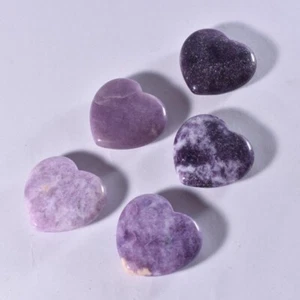 Lepidolite Crystal Heart Gemstone Palmstone Natural Healing Stones Love 1x 44mm - Picture 1 of 3