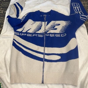 Maglione cardigan Aelfric Eden Speed Racing full zip maglia blu/bianco taglia XS - Foto 1 di 6