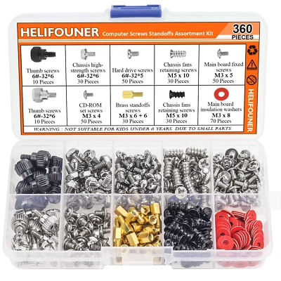 360 Pieces Computer Standoffs Screws Assortment Kit for Hard Drive Computer Case - Image 1 of 4