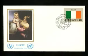 UN United Nations FDC NY #377 UNICEF Cachet Flag Series Ireland 1982 - Picture 1 of 2