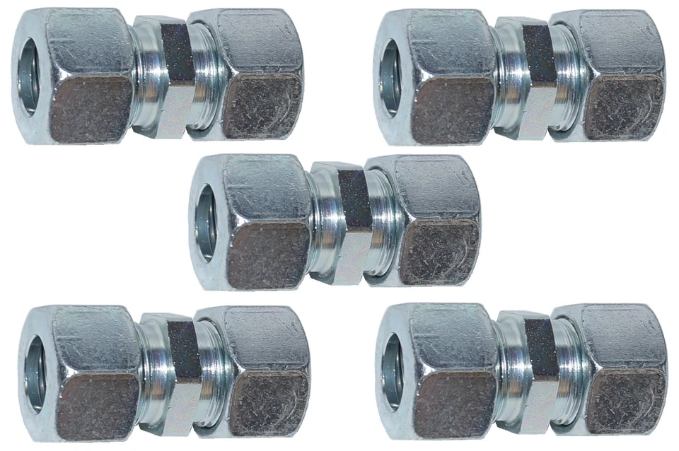 MARKENLOS 5 x Raccordo ad Anello di Taglio Idraulico Raccordo Dritto Acciaio Zincato