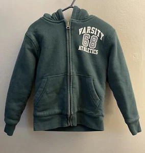 TCP Toddler Boys Varsity Athletics Cozy Soft Faux Fur Zip-Up Hoodie Green XS 4 - Picture 1 of 10