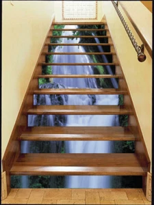 3D Wasserfall Fluss AZ068 Treppenstufen Dekoration Wandbild Vinyltapete Kay - Bild 1 von 5