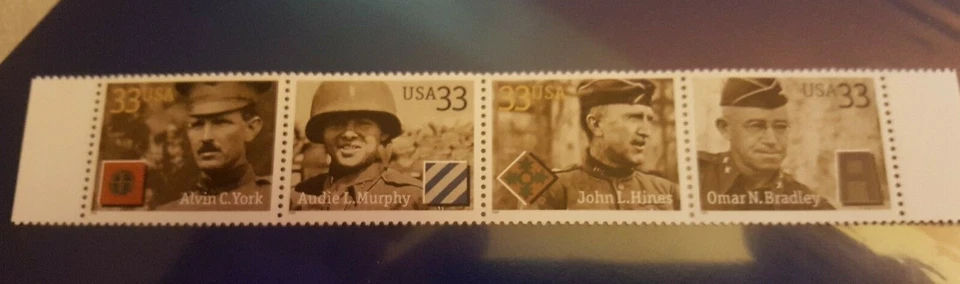 US MNH Postage Stamps Scott #3393 - #3396 Distinguished Soldiers 33c - Image 1 of 1