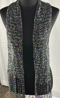 Bufanda joya pastel brillo verano tejido con flecos 62" x 6" peso ligero Foto 1 de 4