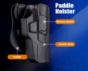 OUTSIDE THE WAISTBAND LOCKING HOLSTER-PADDLE-LEVEL 2 PUSH BOTTON-360 DEGREE - Picture 1 of 4