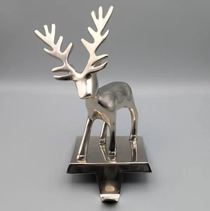 Crate & Barrel glänzend silberfarben Rentier Strumpf Haken Aufhänger Halter 2012 - Bild 1 von 13