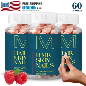 New Hair Skin and Nails Gummies, Supports Healthy Hair 60 Vegan Biotin Vitamins - Picture 1 of 11