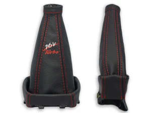 FOR FIAT COUPE SWITCH SLEEVE HANDBRAKE BAG LEATHER EMBROIDERY 16V turbo RED - Picture 1 of 4