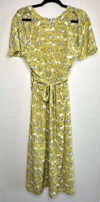 ROBERT RODRIGUEZ Дания цветочный печать вырез подпоясанный Midi платье размер 4 новый без ЯРЛЫКОВ - Изображение 1 из 4