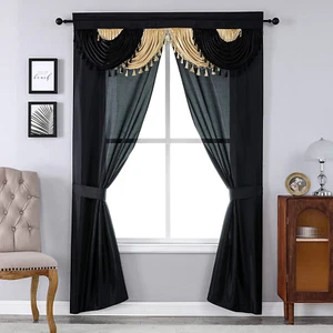 Amore Curtains 5-Piece Window Curtain Set - 54-Inch W X 84-Inch L Panels with At - Picture 1 of 7