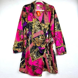 NUEVO CON ETIQUETAS INTEMPO Camisa Vestido Envolvente XXL Boho Crucero Fiesta con Cinturón Barroco Estampado Animal - Imagen 1 de 11