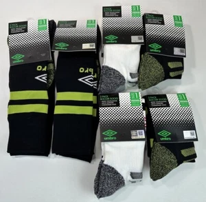 12 Paar Umbro Unisex Kinder Peewee Größe 1 kniehohe Fußballsocken weiß schwarz grün - Bild 1 von 6