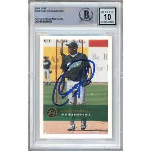 2000 Just #300 Carlos Zambrano Signed Card Beckett AUTO 10 Slab Chicago Cubs RC - Picture 1 of 5