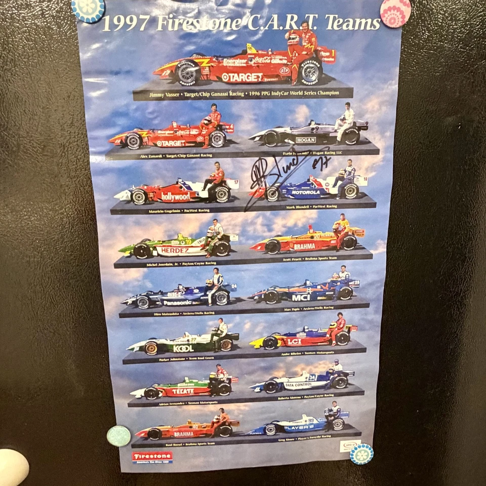 1997 ChampCar CART IndyCar PPG Firestone Signed  Poster Franchitti Moore Zanardi - Image 1 of 3