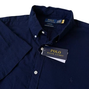 Polo Ralph Lauren Seersucker Short Sleeve Button Down Shirt Navy Size XL $125 - Picture 1 of 8