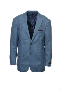 Tasso Elba Mens Medium Wool/Linen Blend Plaid Blazer (40 Regular, Blue) $350 - Picture 1 of 4