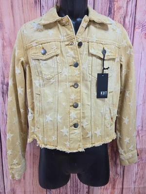 kut from the kloth star print denim trucker jacket small NWT - Image 1 of 4