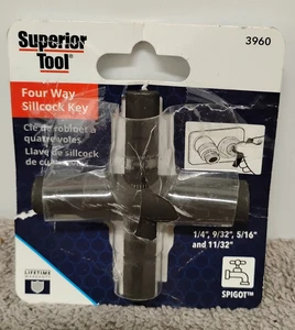 Superior Tool 4-Way Outdoor Sillcock Key, Compact, Square Stems - 3960. (03) - Picture 1 of 6