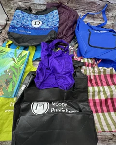 Lot of 11 Reusable Shopping Tote Bags Wide Variety of Sizes/Shapes/Materials - Picture 1 of 4