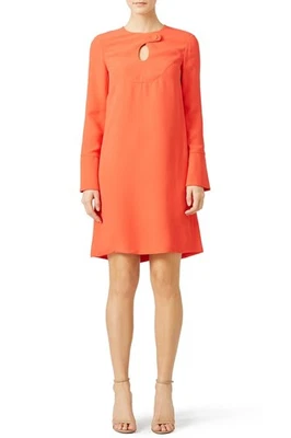Derek Lam Cady Mini Dress Safety Orange Size 4 Keyhole MOD 60s Twiggy - Image 1 of 4
