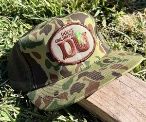 Vintage Ducs Unlimited Truckermütze Snapback Ente Tarnmuster Jagd Outdoor neu ohne Etikett Kappe - Bild 1 von 6