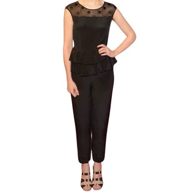 Kate Spade Mademoiselle Sleeveless Black Peplum Jumpsuit NEW Size 6 - Image 1 of 4