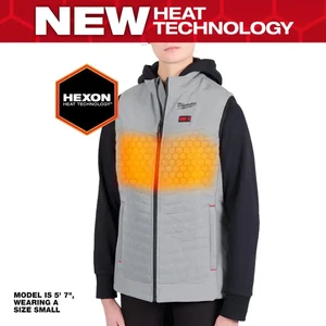 Women'S Medium M12 12-Volt Lithium-Ion Cordless Axis Gray Heated Vest Kit with ( - Picture 1 of 12
