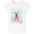 Kinder T-Shirt mit Hund im Boot-Aufdruck Kurzarm Shirt Kindershirt Ecru N8S6