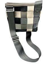 HARVEY’S The Original Seatbelt Crossbody Small Messenger Bag Gray Tan Black EUC