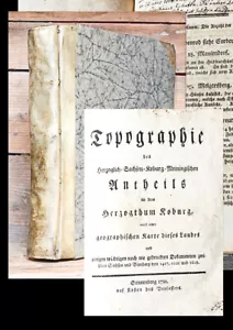 1781-82 Coburg Topographie mit 2 seltenen Nachträgen Sprengeysen 3 in 1 Bd EA - Bild 1 von 1
