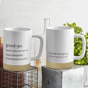 Signature Mug Stackable Stoneware 17 oz Coffee Tea Mugs 4.75in Resting Eyes 4 PK - Picture 1 of 1