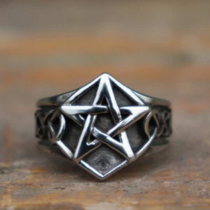 Church Of Satan Band Pentagram Star Celtics Knot Satanic Ring David Solomon Jew - Bild 1 von 3