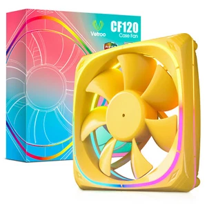 Vetroo Gelb 120mm Gehäuselüfter 5V 3 PIN Adressierbar RGB MB Sync PC Lüfter - Bild 1 von 9