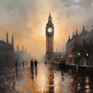 Quadro ad olio Big Ben Londra scuro tela arte da parete arte da parete stampa colorata - Foto 1 di 1