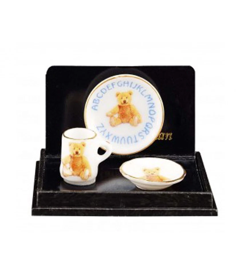 Set Di Piatti Miniature Reutter Per La Nursery Con Orsetto Teddy - Immagine 1 di 1