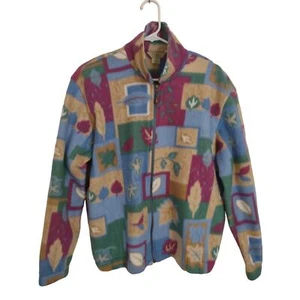 Vintage Teddi 90's Patchwatch Floral Fleece Jacket Size Large  - Picture 1 of 5