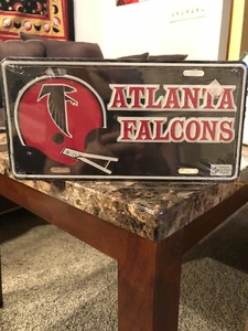 Vintage 1970's NFL Atlanta Falcons Football Metal License Plate Tag Sealed Rare - Picture 1 of 1