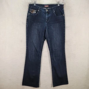 Kikit Women Jeans Size 6 Blue Denim Stretch Mid Rise Rhinestone Classic Bootcut - Picture 1 of 13