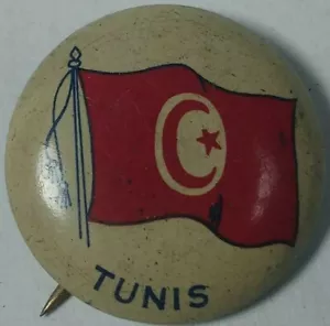 Tunis Flag Ottoman Tunisia Africa France Laundry Gems Small Vtg Pinback Button - Picture 1 of 3